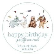 Party Animal Birthday Stickers