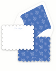 Blue and White Lace Scalloped Stationery