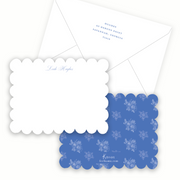 Blue and White Lace Scalloped Stationery