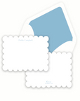 White Scalloped Blue Stationery