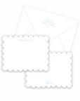 White Scalloped Blue Stationery