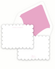 White Scalloped Pink Stationery