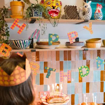 Bright Happy Birthday Sewn Garland
