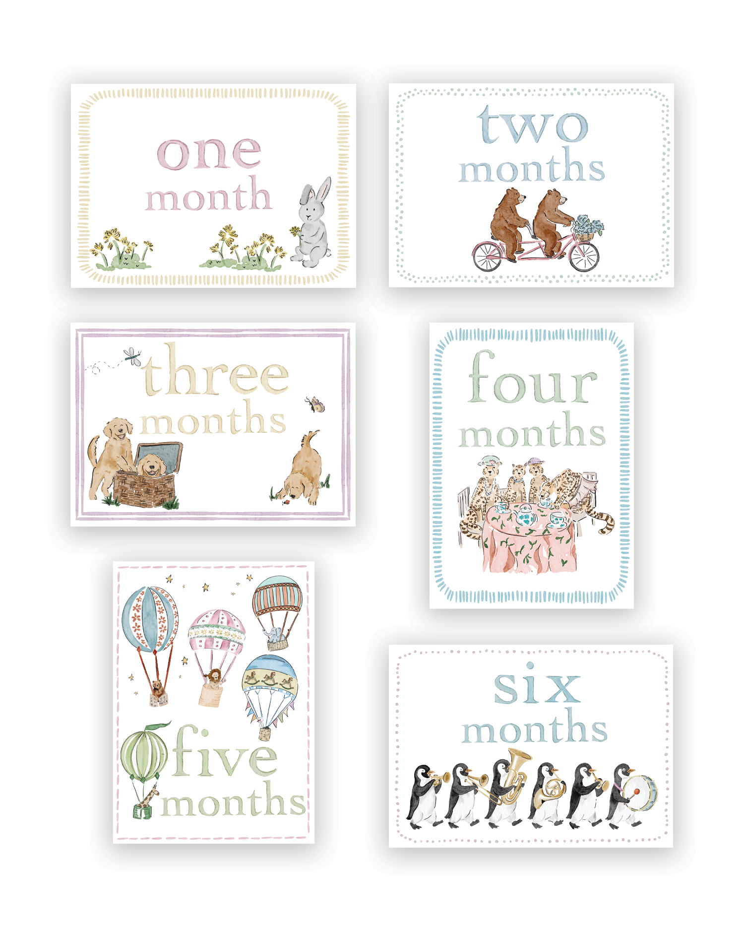 Whimsical Animal Milestone Cards