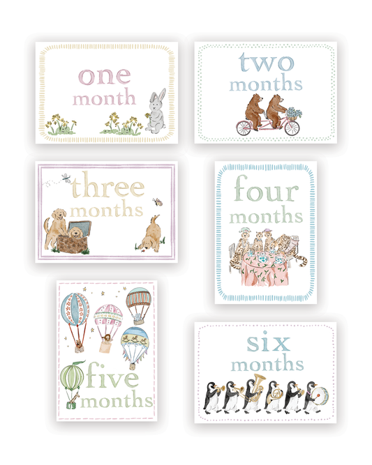 Whimsical Animal Milestone Cards