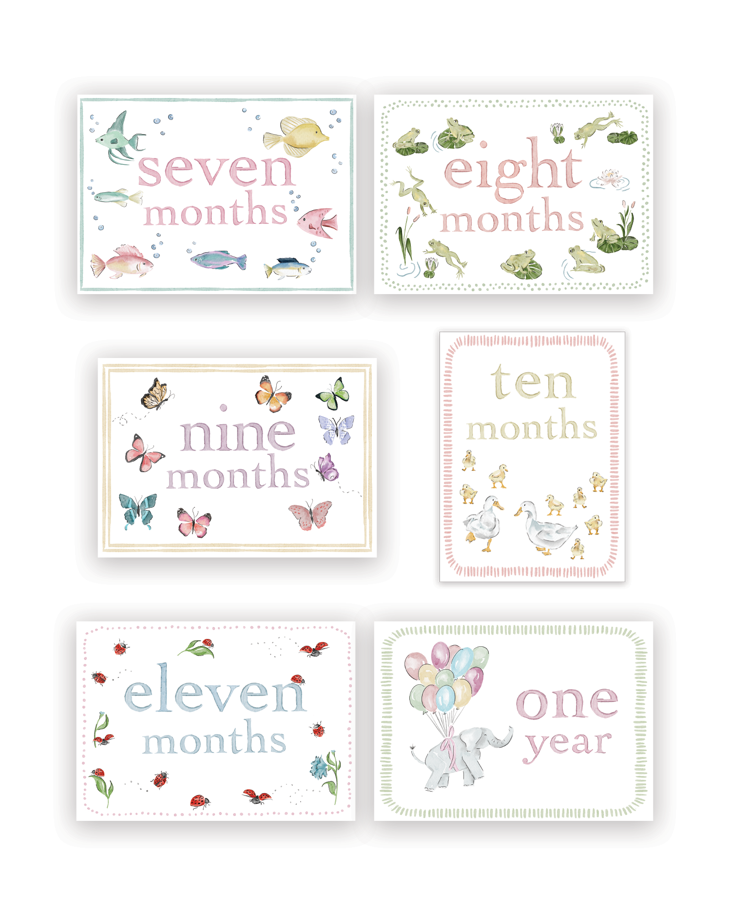 Whimsical Animal Milestone Cards