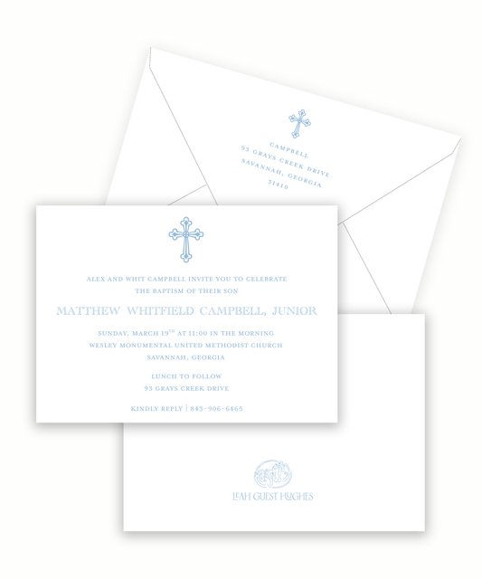 Blue Cross Baptism Invitation