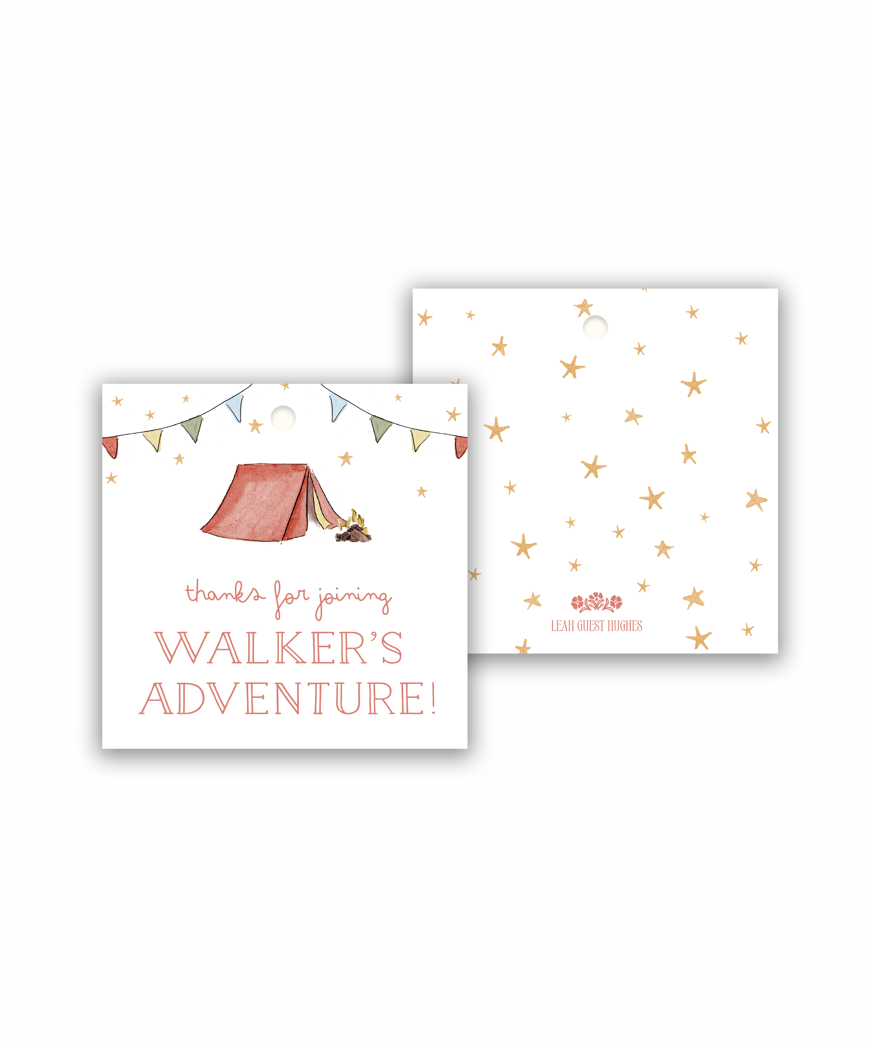 Camping Birthday Tags or Stickers