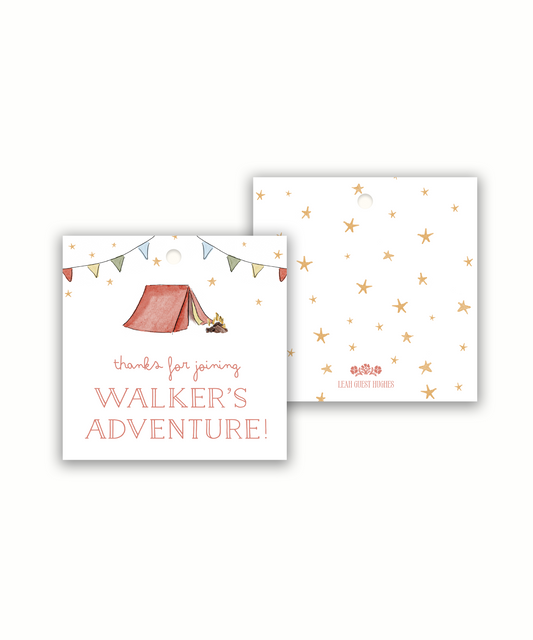 Camping Birthday Tags or Stickers