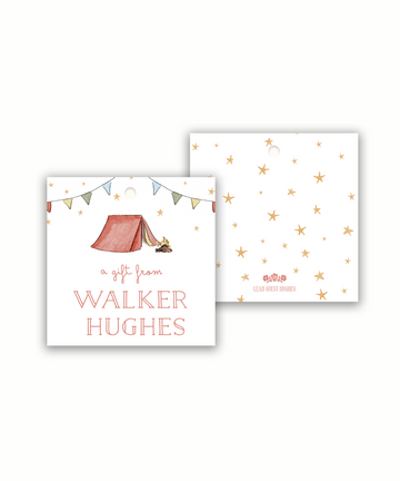 Camping Birthday Tags or Stickers