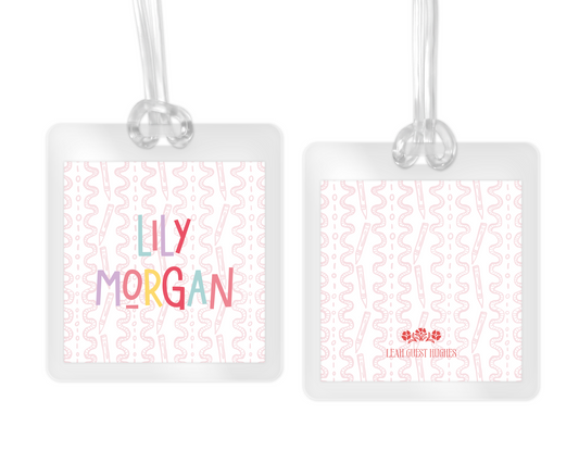 Multicolored Pink Crayon Bag Tags
