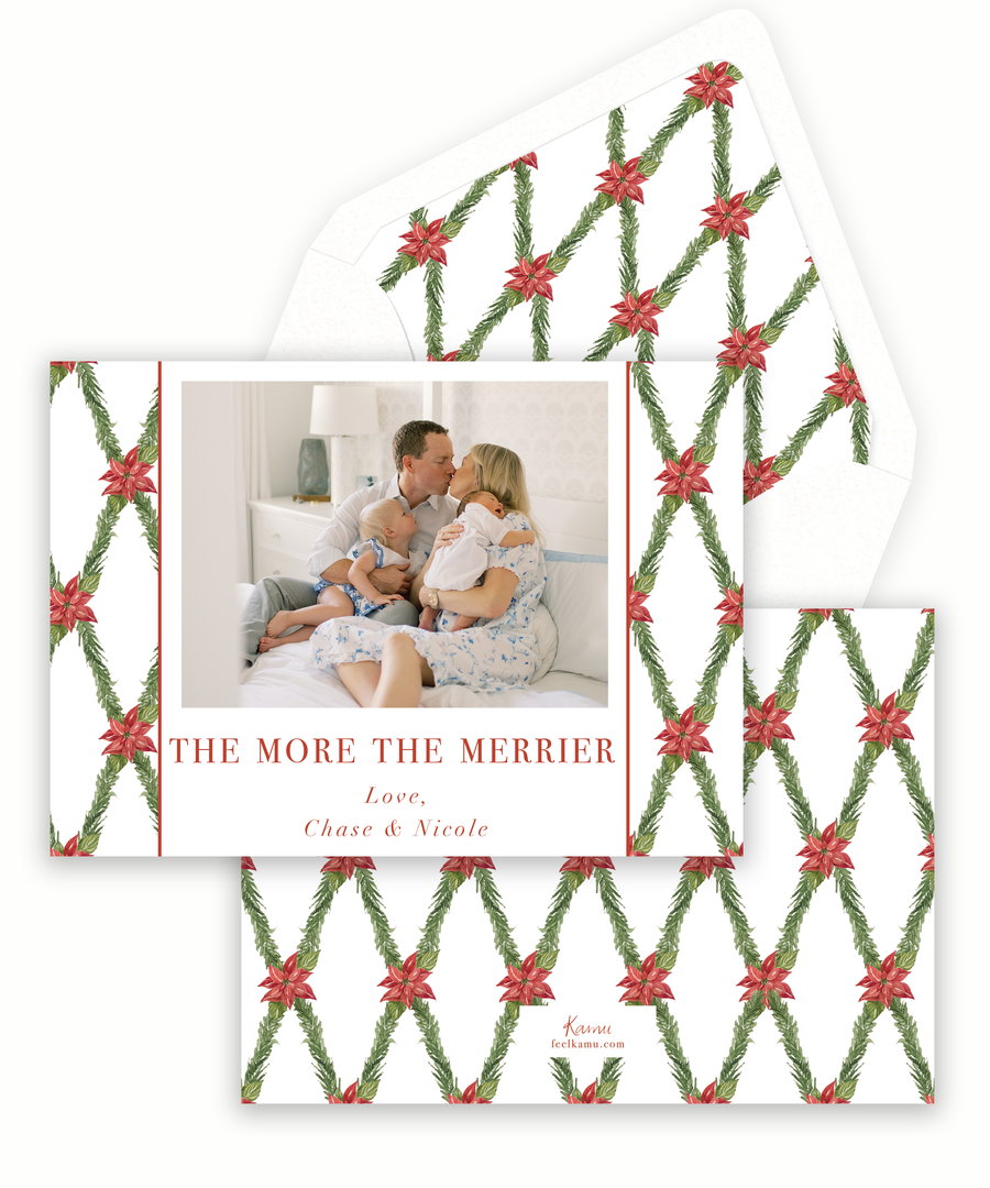 Criss Cross Poinsettia Holiday Card