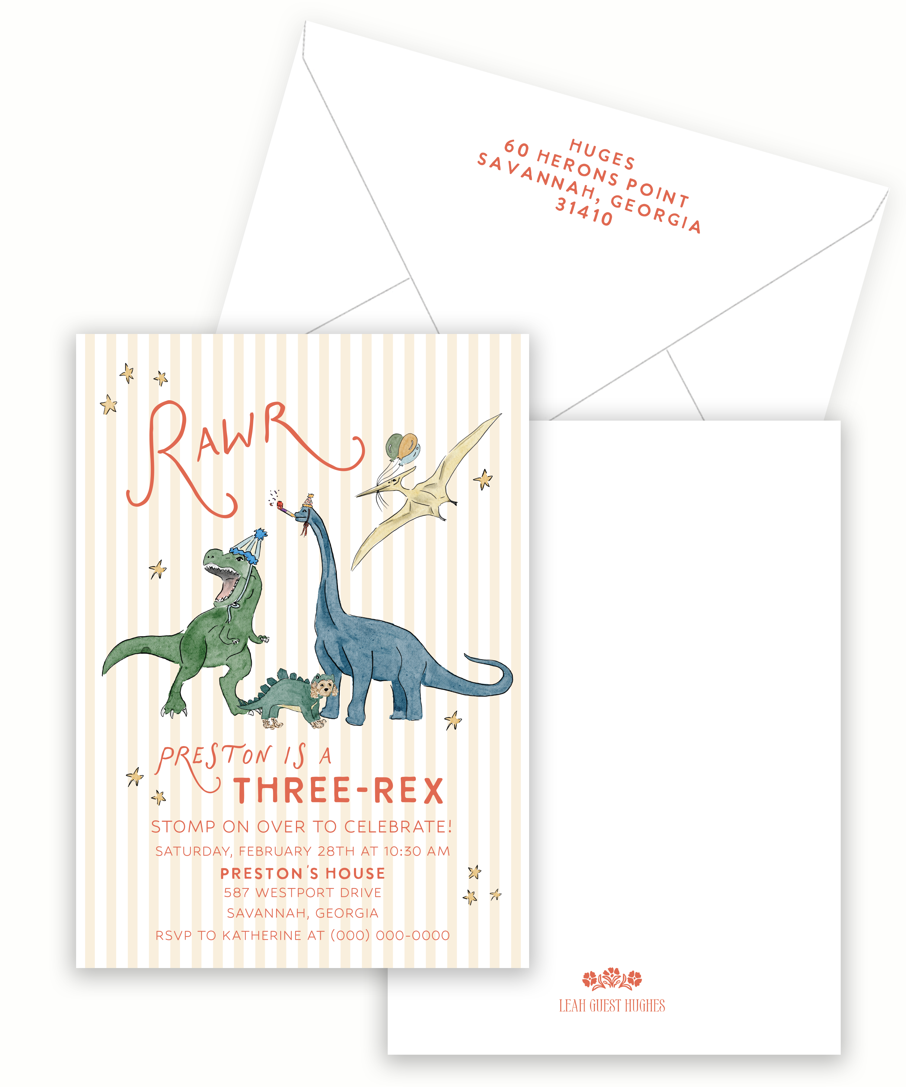Dinosaur Birthday Semi-Custom Invitation