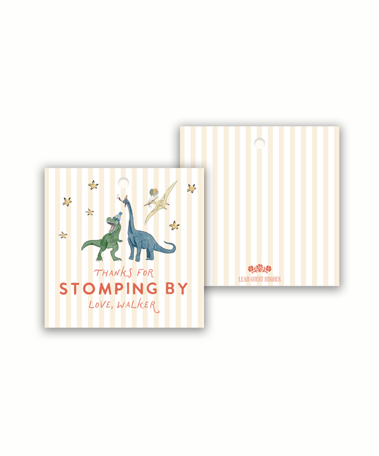 Dino Birthday Tags or Stickers