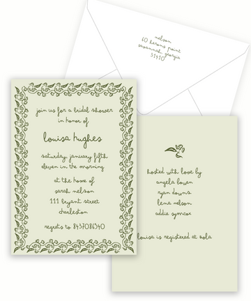 Green Bordered Bridal Shower Semi-Custom Invitation