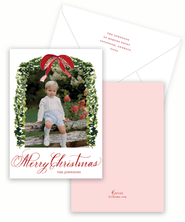 Greenery with Bow Holiday Card