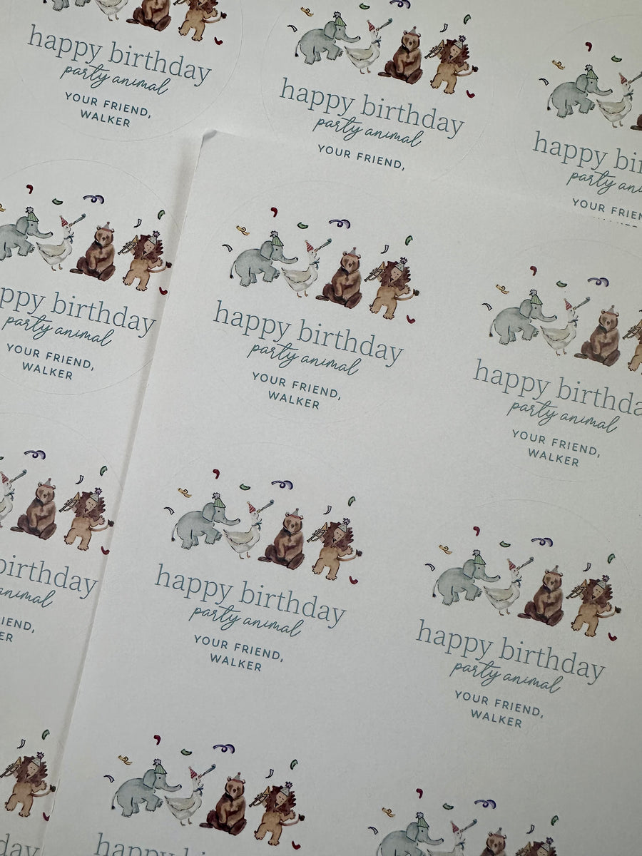 Party Animal Birthday Stickers