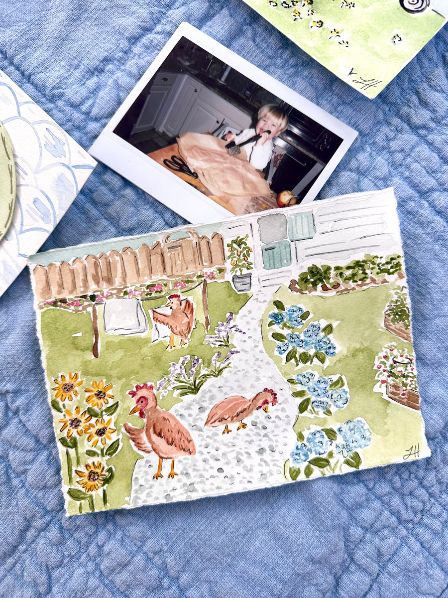 Garden Chickens Print