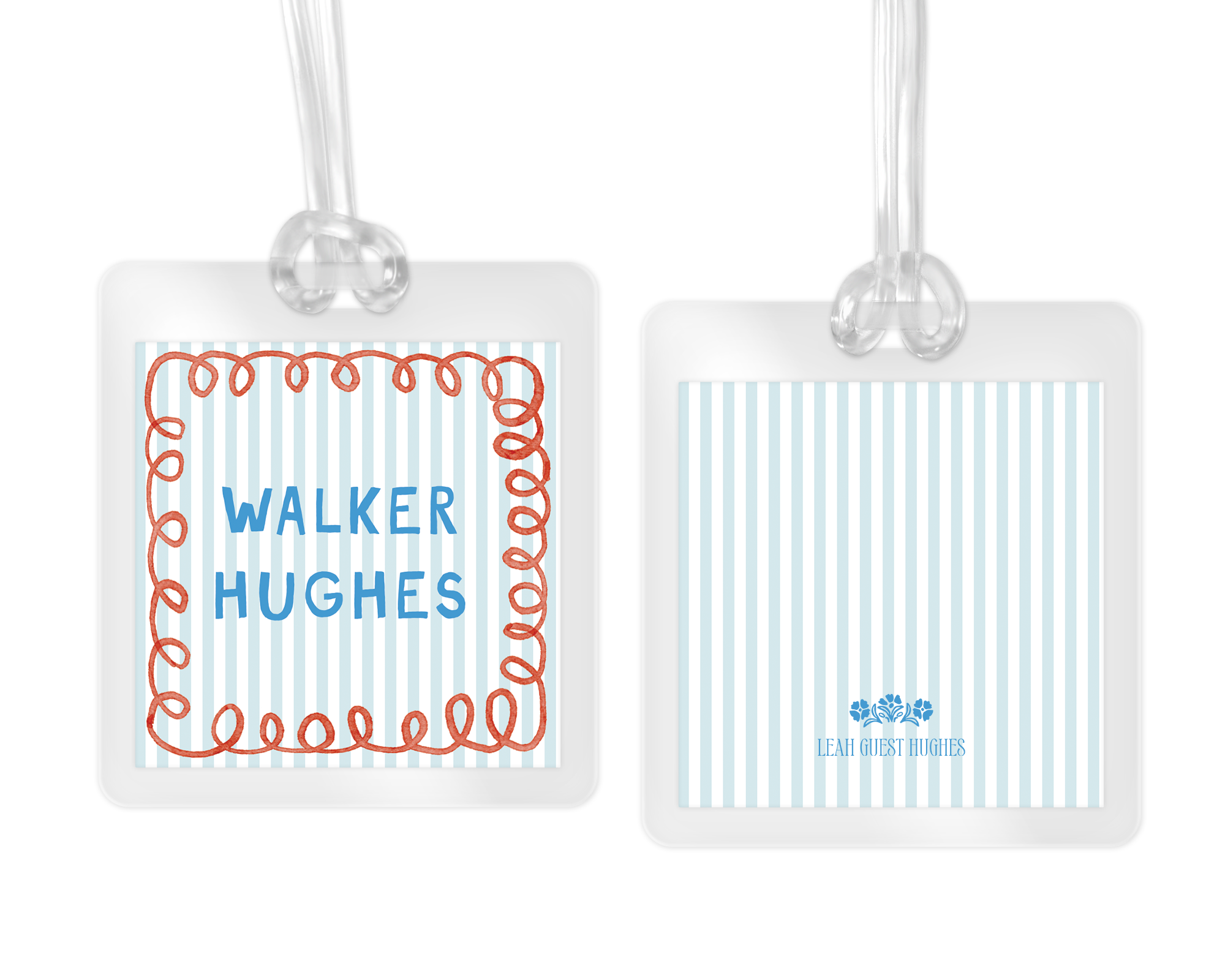 Red Looped Border Bag Tag