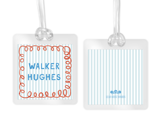 Red Looped Border Bag Tag