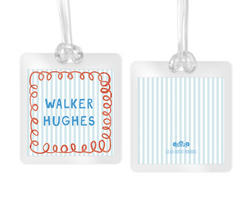 Red Looped Border Bag Tag