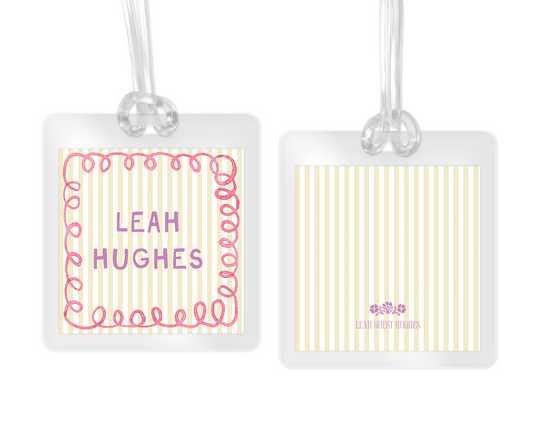 Pink Looped Border Bag Tag