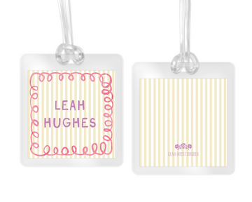 Pink Looped Border Bag Tag