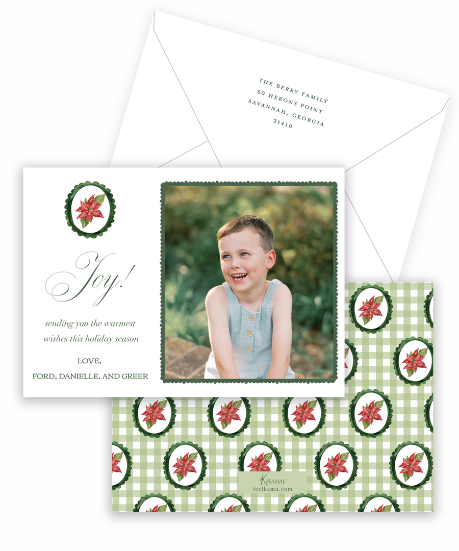 Poinsettia Medallion Holiday Card