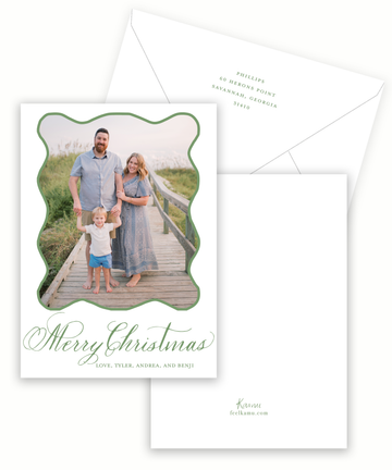 Merry Christmas Green Holiday Card