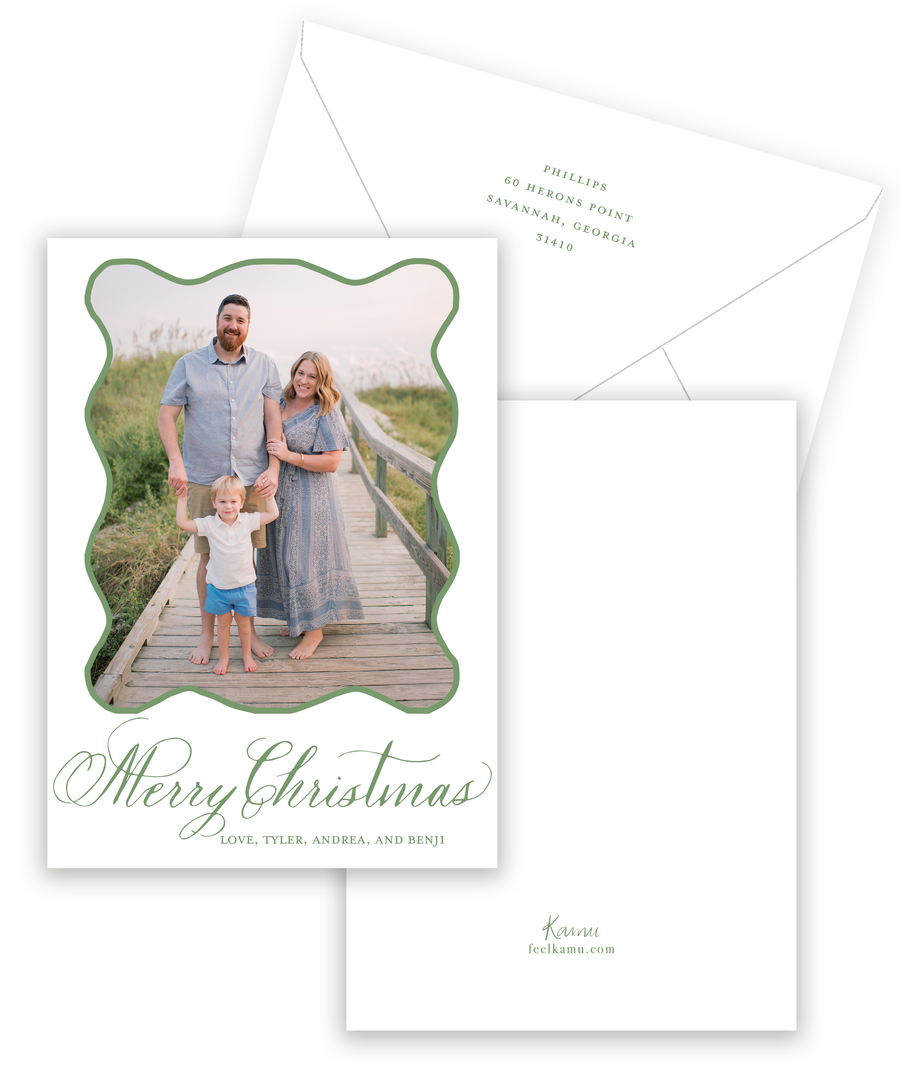 Merry Christmas Green Holiday Card