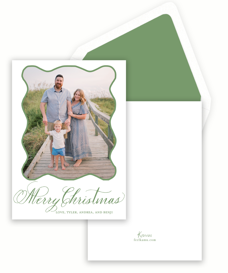 Merry Christmas Green Holiday Card