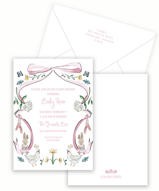 Pink Bow Semi-Custom Invitation