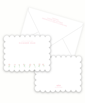 Scalloped Pink Flower Semi-Custom Stationery