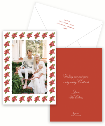 Poinsettia Border Holiday Card