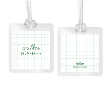 Green Windowpane Bag Tag