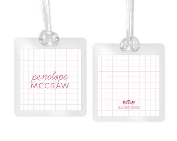 Pink Windowpane Bag Tag