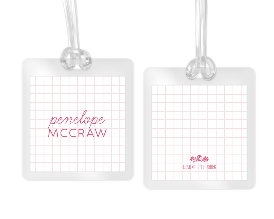 Pink Windowpane Bag Tag