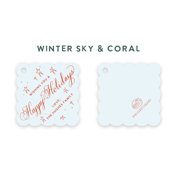 Happy Holidays Diamond Scallop Tags