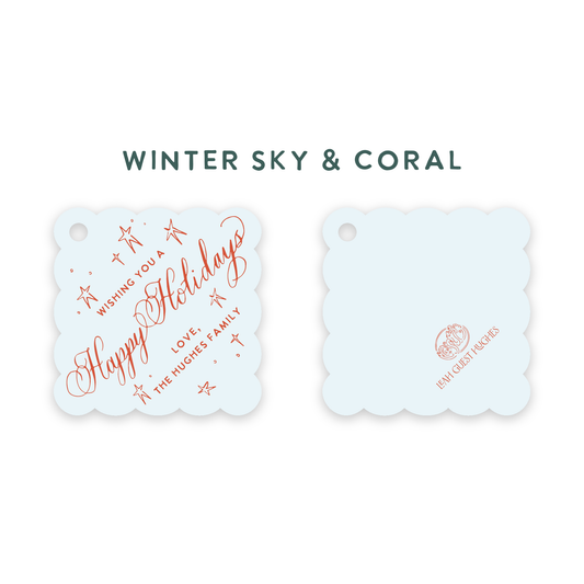 Happy Holidays Diamond Scallop Tags