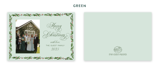 Holly Bordered Card Vertical Photo