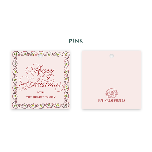 Holly Bow Bordered Tags