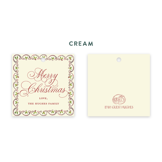Holly Bow Bordered Tags