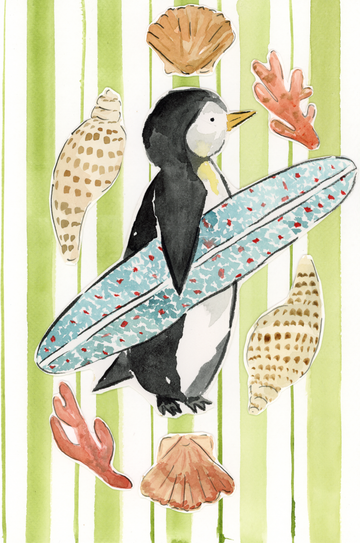 Penguin Surfer Print