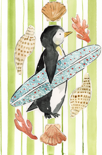 Penguin Surfer Print