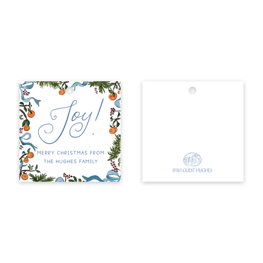 Blue Ribbon Orange Merry Christmas Tags
