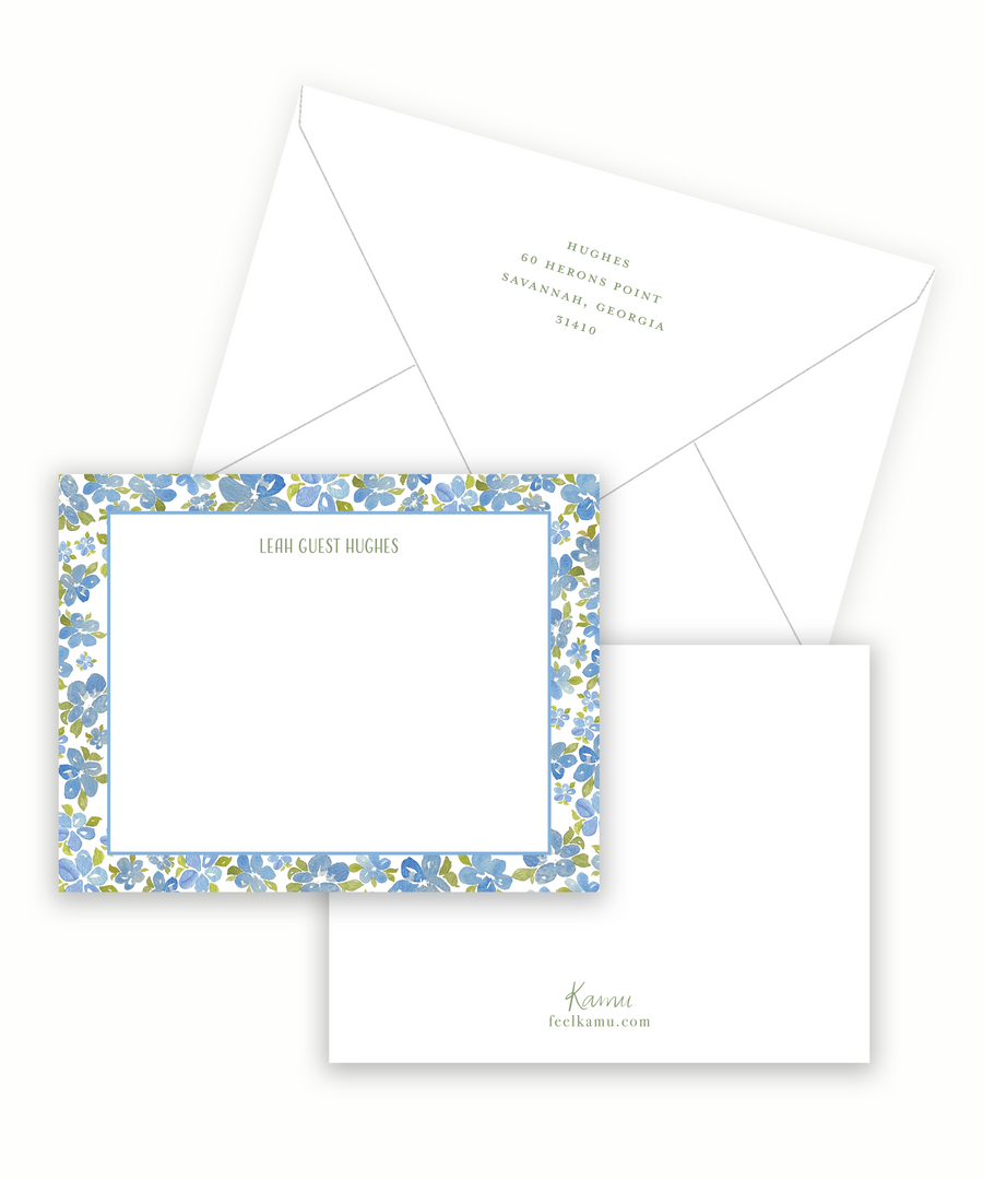 Blue Floral Stationery