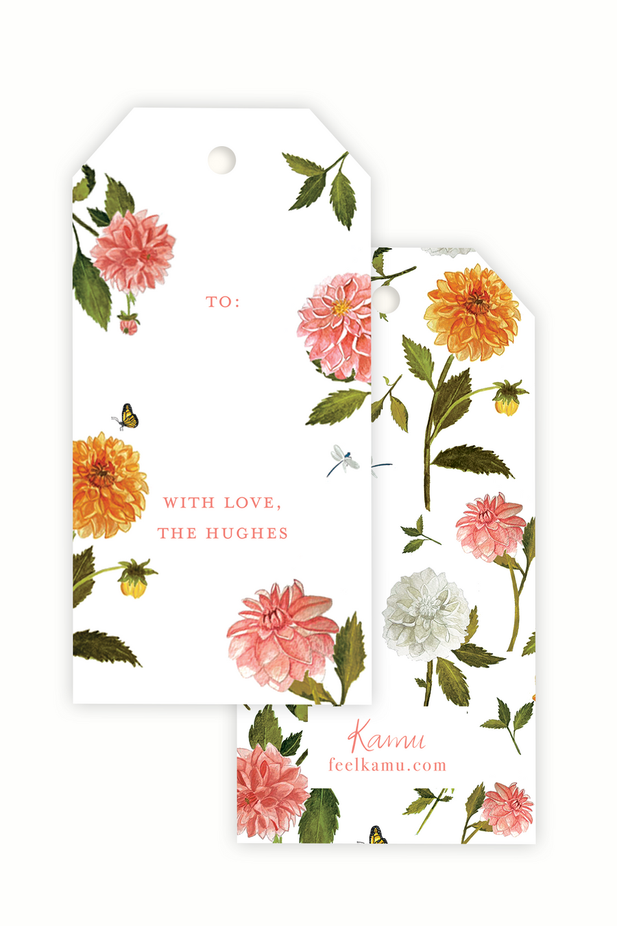 Bordered Dahlias Gift Tags