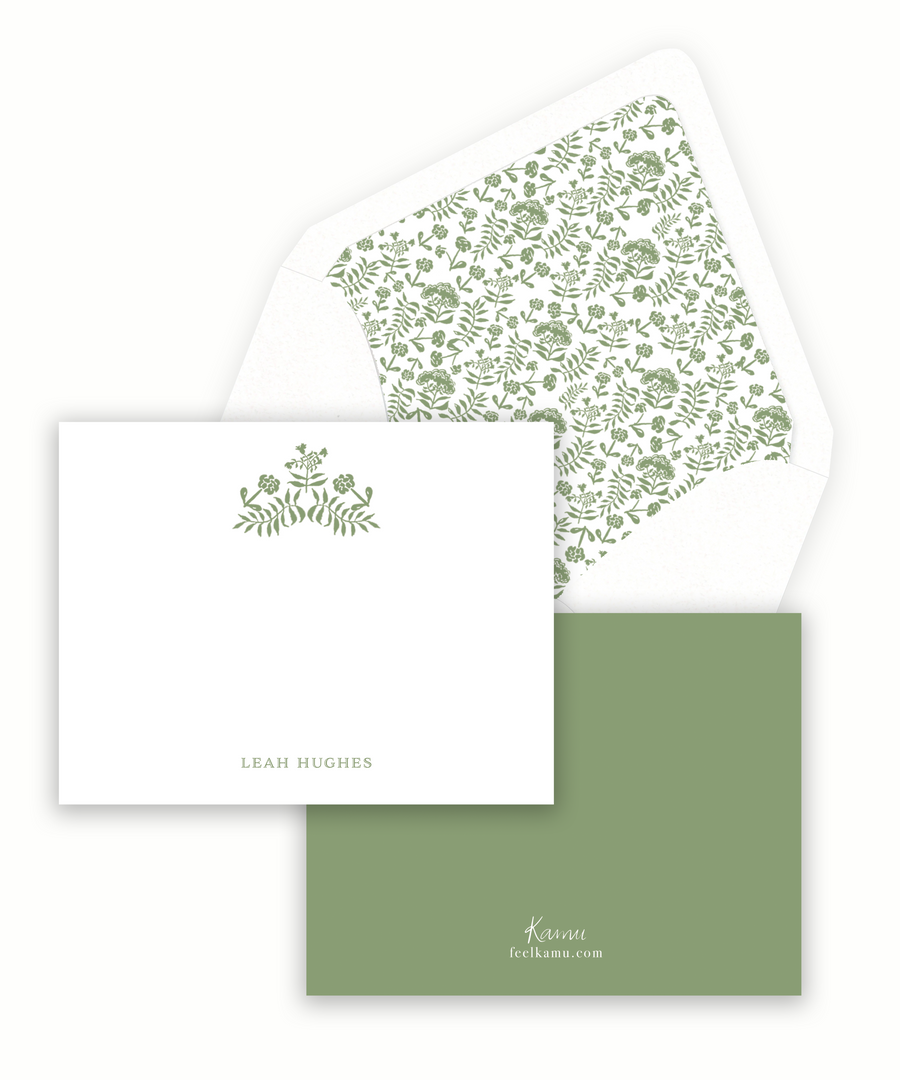 Sage Green Floral Stationery
