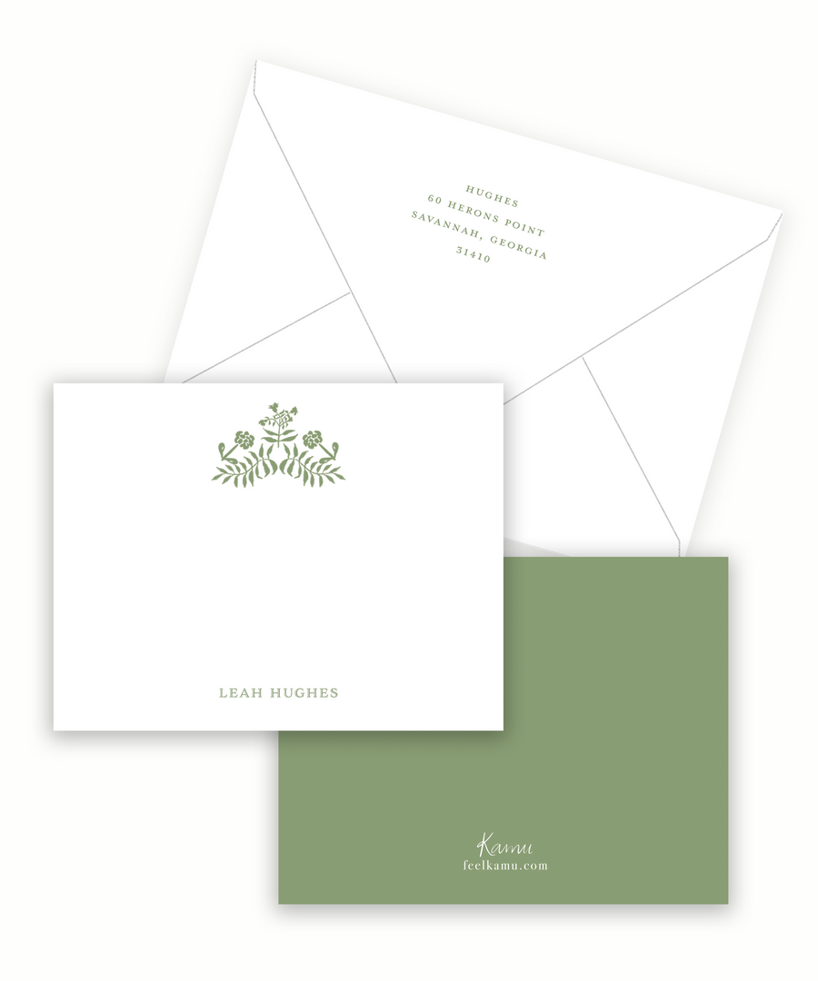 Sage Green Floral Stationery